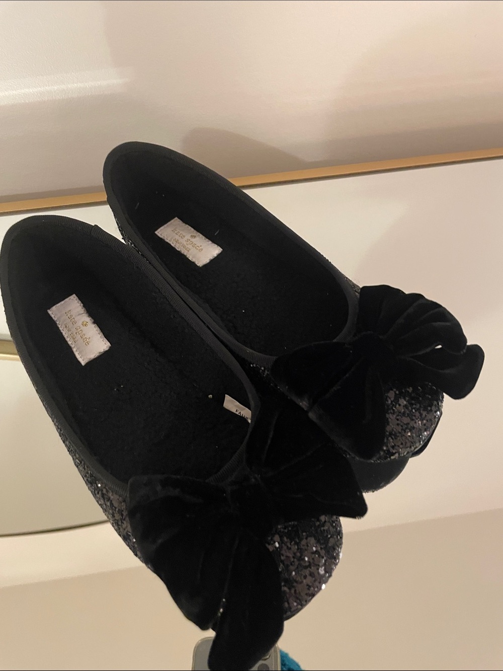 Kate Spade Black Sequin Bow Ballet slippers - Women's Size 6